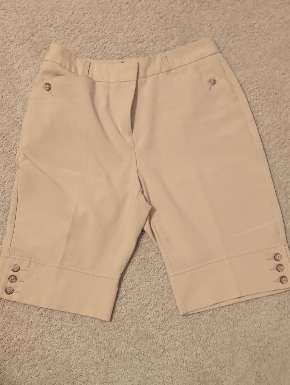 Jessica Cream Bermuda Shorts with Button Cuff